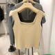 Camisole for Women, Summer Ice Silk Sleeveless Knitted Short French Top, Racer Vest, Trbottomy Outer Wear