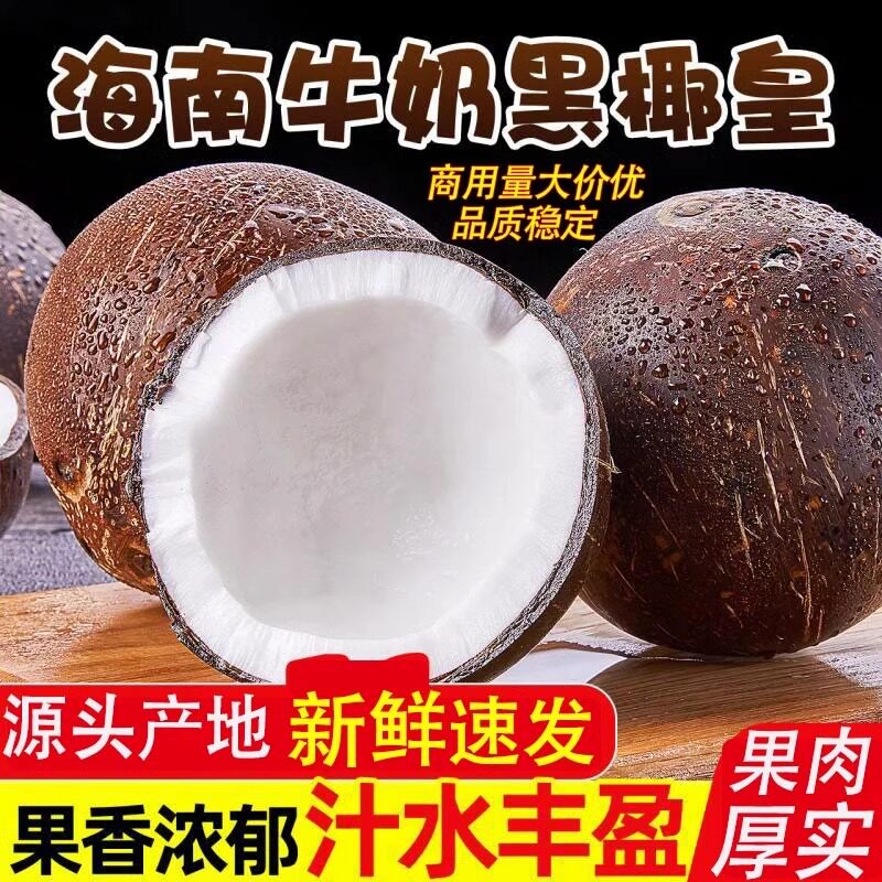 海南牛奶黑椰皇！当季新鲜水果椰青椰皇老椰子肉，孕妇也能喝的天然好椰汁！-椰青-淘宝好物网
