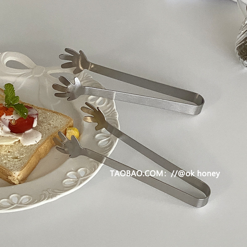 Cute Mini Stainless Steel Small Palm Ice clips Ins gourmet coffee square Sugar mint Lemon Slices Snack clips-Taobao