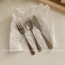 In simple base silver droplet knife and fork spoon tableware stainless steel ice cream spoon fruit fork butter knife