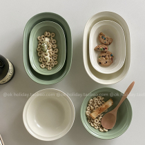 INS Wind Nordic Day Style Brief Morandi Color Oval Frosted Bowl Soup Bowl Soup Pan Breakfast Cup Salad Yogurt Bowl