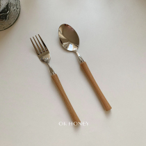 ok honeys * Jane Joins solid wood spoon fork beech brute waist yogurt breakfast spoon cutlery Nordic restaurant