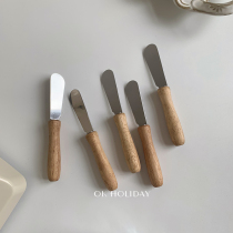 ok holiday*ins simple pure solid wood cylindrical wood shank fruit jam knife with butter knife