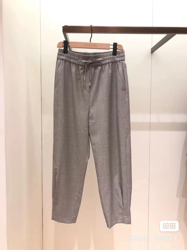 Icicle Genuine Fine-Spun Wool Plaid Drawstring Elastic Waist Cropped Pants