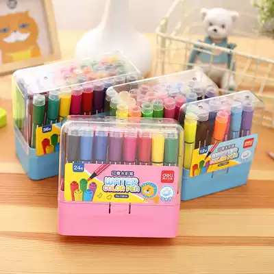 Deli 70652 Children's washable watercolor pen with seal 12-color painting graffiti painting pen 18 colors 24 colors 36 colors
