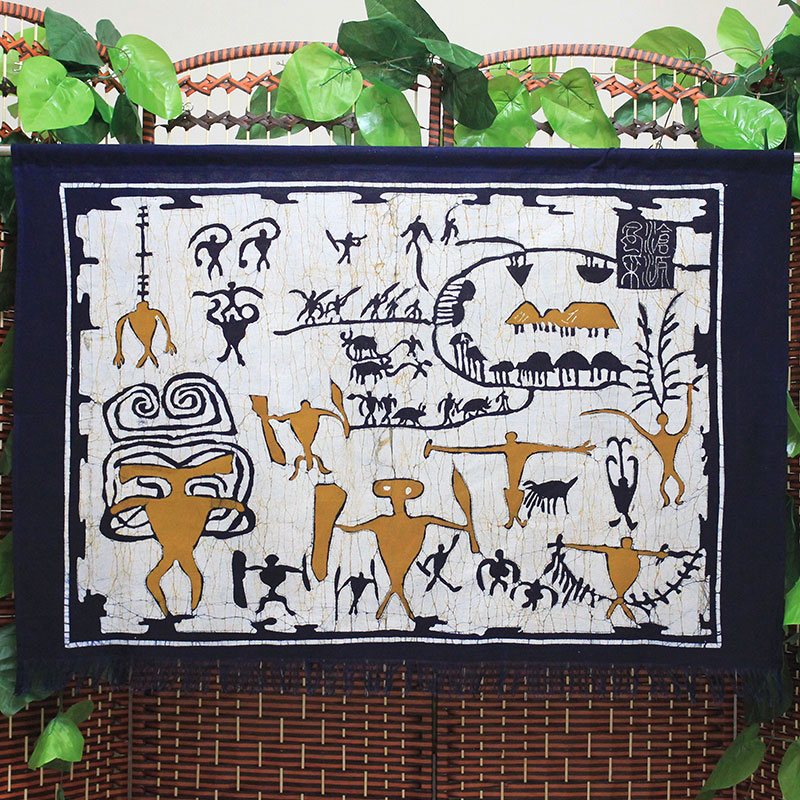 Abstract handicraft batik painting Cangyuan style Home Pu'er tea shop dining room wall features decorative fabric hanging paintings