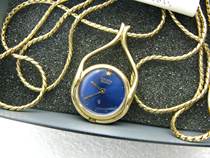 1990s Navy Blue Plate Citizen Ladies Necklace Pocket Watch Wall Watch Quartz Citizen
