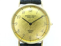 Unknown monte celio gold watch 24k pure gold plated dial ultra-thin quartz watch brought back from abroad