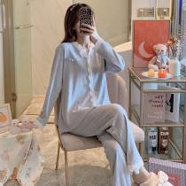 2024 new pajamas for women spring and summer pure cotton long-sleeved home clothes Internet celebrity popular thin models that can be worn outside home clothes