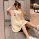 Váy ngủ nữ mùa hè tinh khiết cotton mỏng ngắn tay sexy 2020 mới đồ ngủ nữ mùa hè cộng với kích thước dịch vụ tại nhà mùa xuân và mùa thu - Đêm đầm