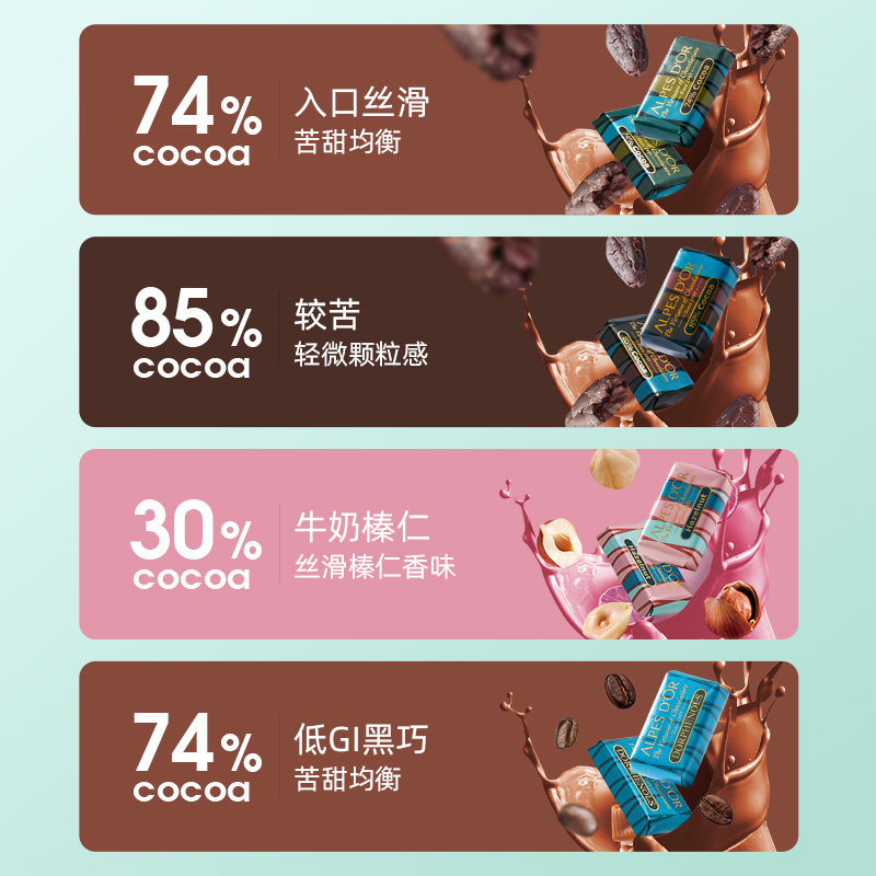 瑞士进口 Alpes d'Or 爱普诗 74%纯可可脂黑巧克力 500g 天猫优惠券折后￥49.9包邮（￥119.9-70）85%黑巧克力可选