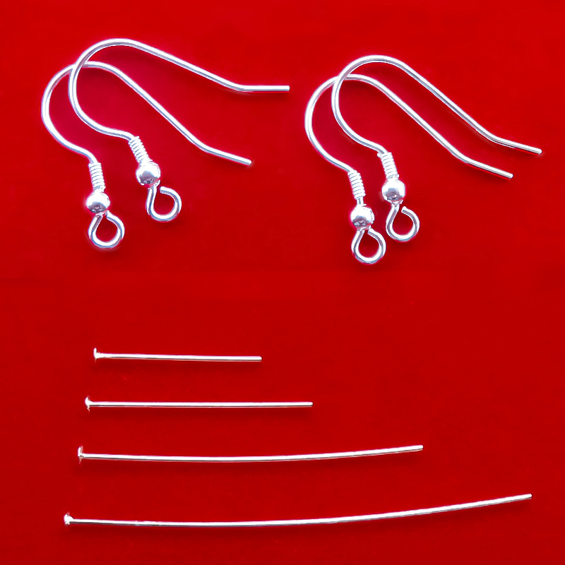 Handmade diy earrings material package crystal jade beads to make earrings accessories 925 sterling silver ear hook earrings flat head silver needle receptacle