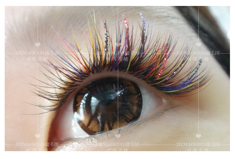 Mới nhiều màu gradient màu thời trang lông mi nước chồn ghép đơn ghép lông mi giả màu đa sắc pha trộn keo dan mi