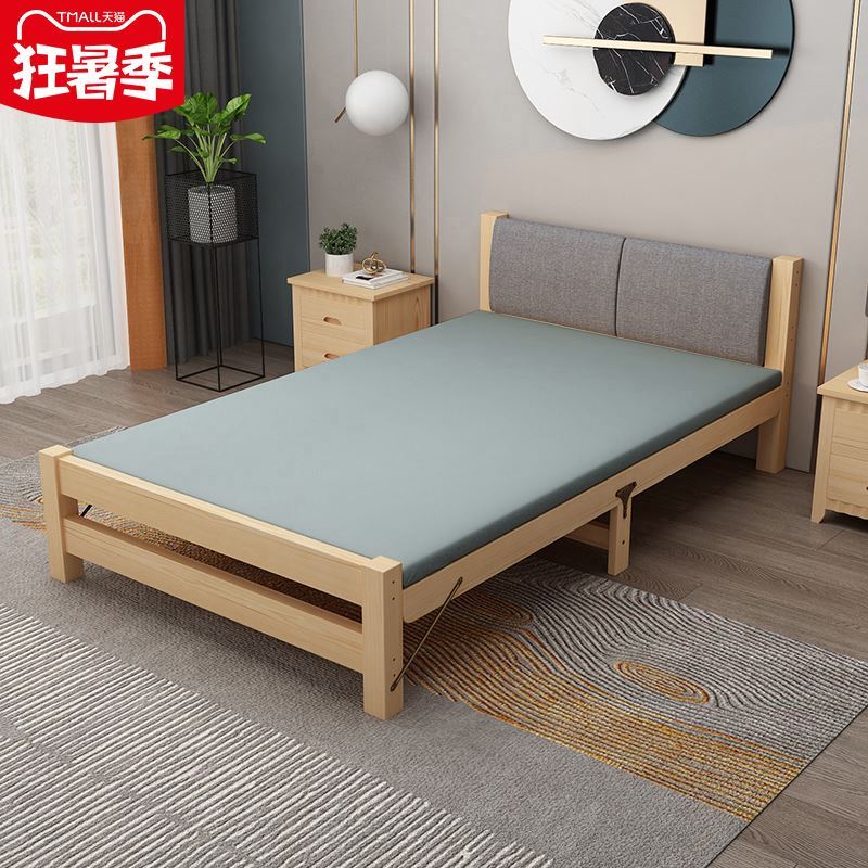 Folding bed solid wood Home Single beds Adult lunchtime bed Economy Type of rental room Easy double bed 1 2 m bed