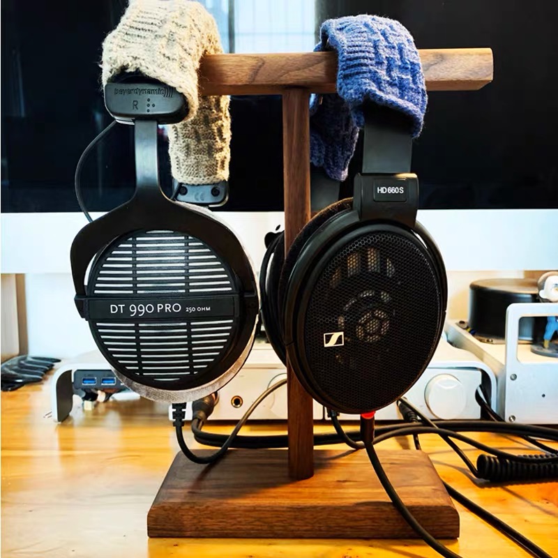Solid wood headphone rack headsets headphone bracket mesh café universal headphone rack creative minimalist frame