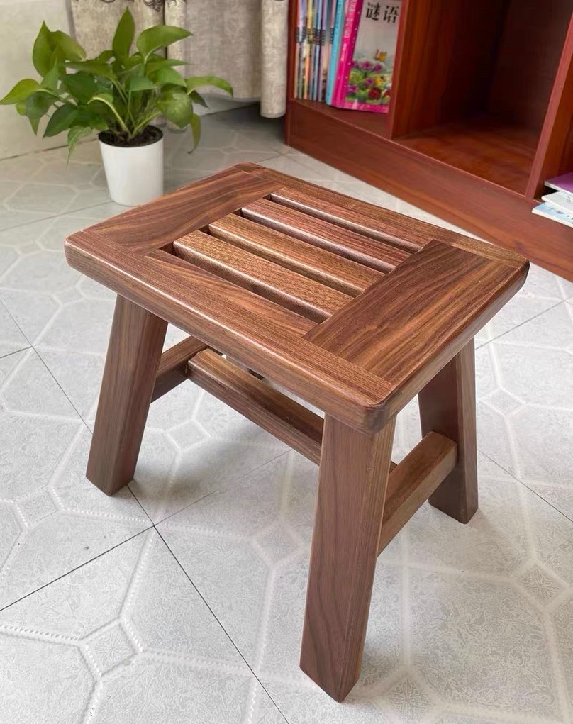 Hupeach Wood Small Bench Solid Wood Black Walnuts Stool Home Minimalist Modern Stool