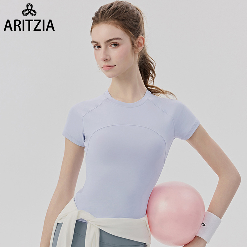Aritzia Yoga Short-Sleeved Women's Sweat-Absorbent Quick-Drying Sports T-Shirt Cool and Breathable Pilates Training Fitness Top