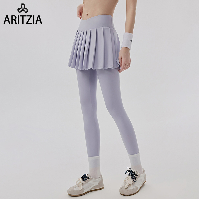 Aritzia Spring and Summer New Style Two-In-One Tennis Skirt Pants for Women Tna High-Waisted Tummy Control Slimming Yoga Running Sports Pants