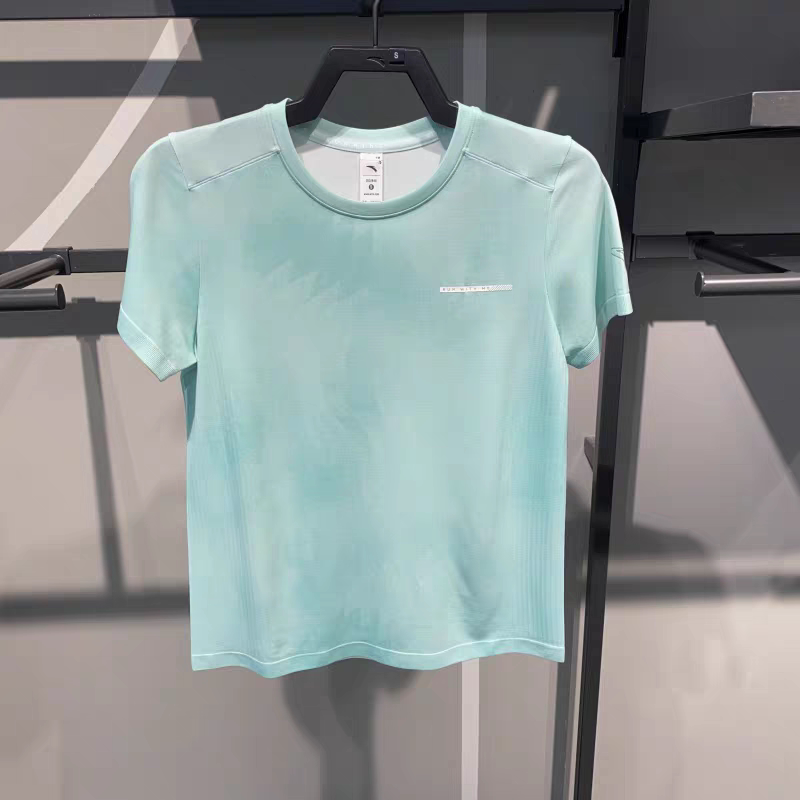 Anta Quick-Drying Sports Short-Sleeved T-Shirt Women's Summer Round Neck Ice Skin Seamless One-Piece Woven Running Top 162525108