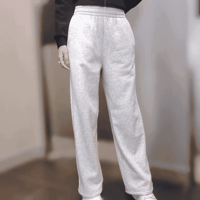 Anta Fleece-Lined Knitted Sports Pants Sport Women's Winter Warm Wide-Leg Casual Straight Pants 162448325Rn