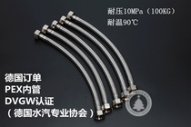 German single DVGW certified 304 stainless steel woven hose toilet water heater tap double head 4 min water pipe