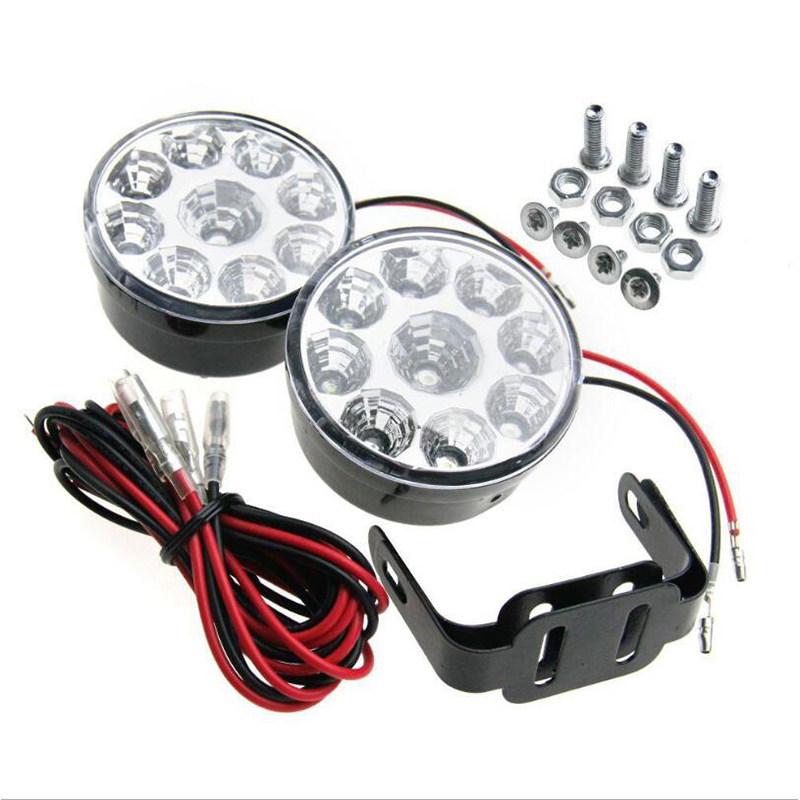 2 round 9LED day line lights car Universal LED fog lights retrofit daytime running lights 12V