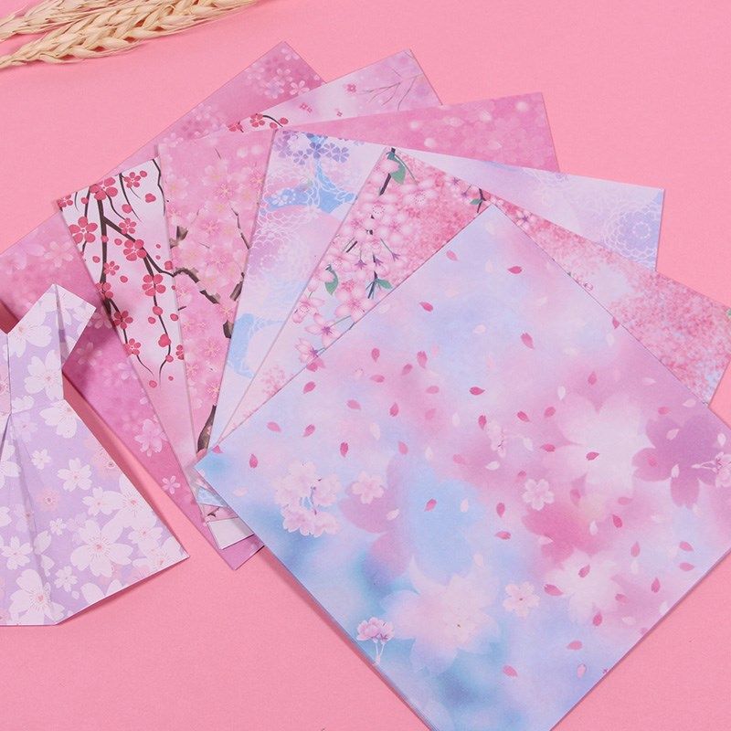 Square 15 cm Double-sided Cherry Blossom Color Paper Children Handmade Origami Nursery thousands of paper cranes laminated paper Making materials
