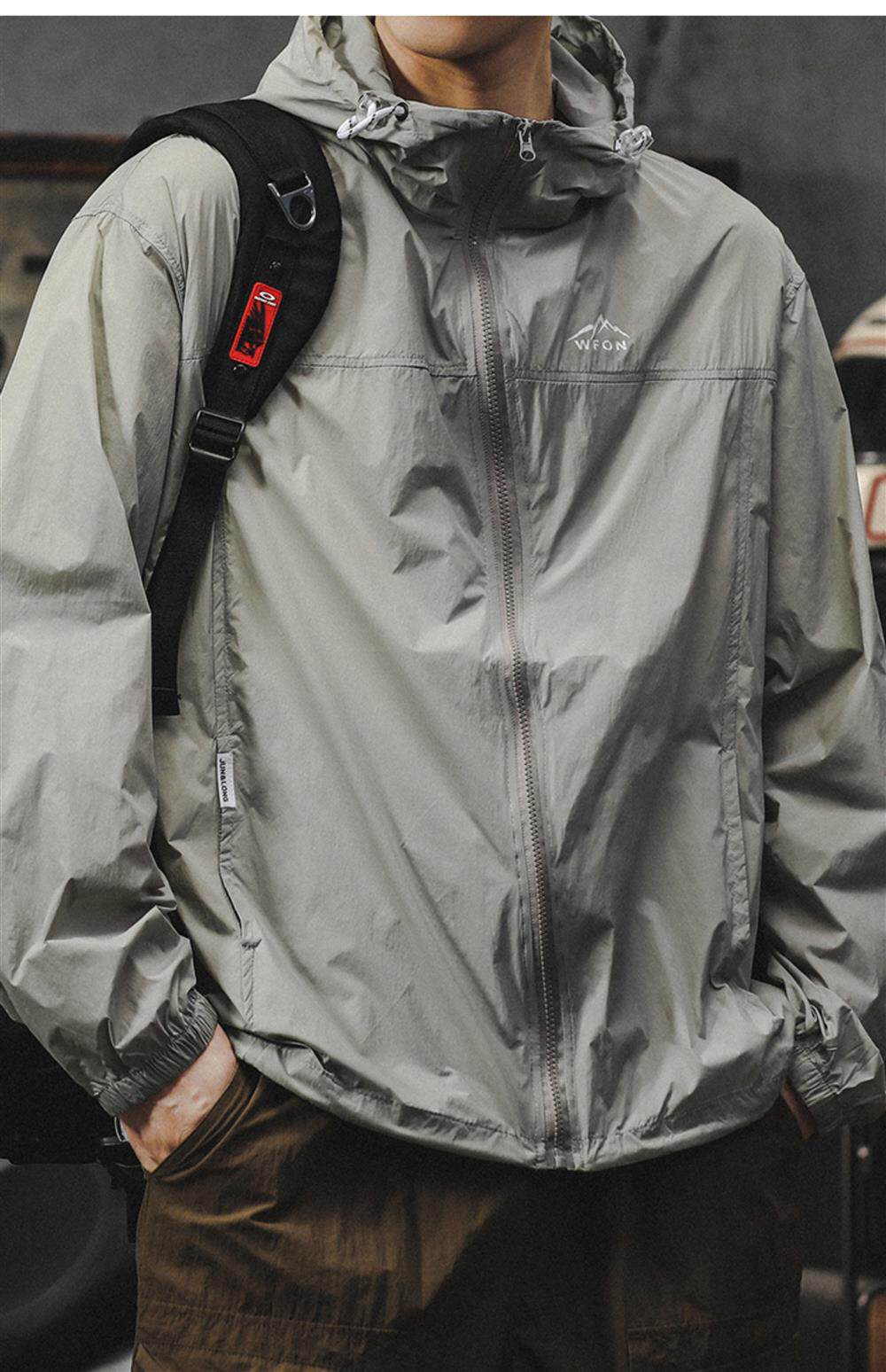Одежда модная солнца защиты 夏季薄款防晒服男女连帽户外冰丝衣服美式宽松透气防紫外线upf50 No brand