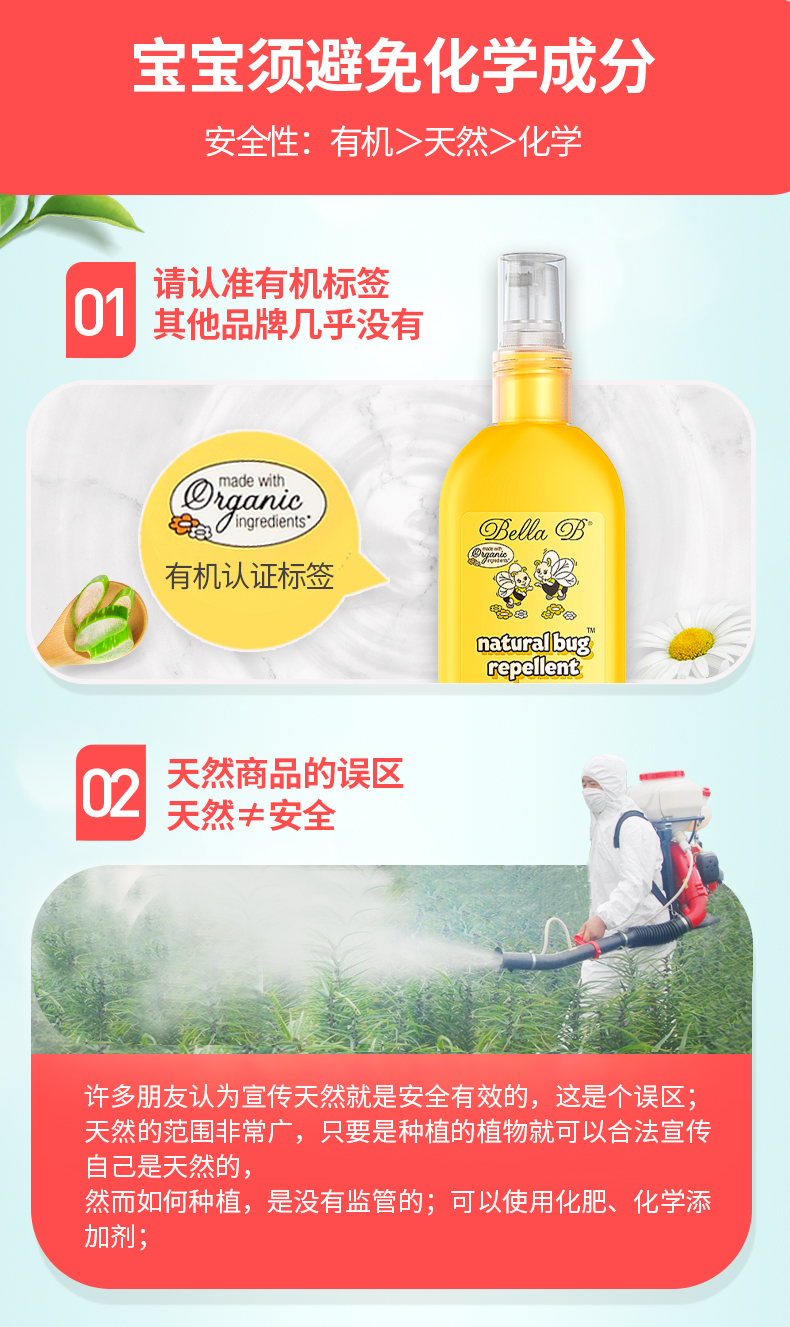 美国 Bella B 宝宝纯天然有机驱蚊液 98ml 约喷500次 图6