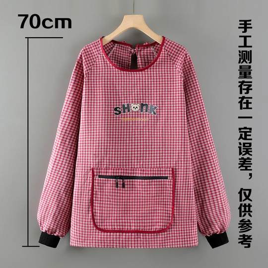 Plus-Size Short Cotton Apron for Women, Breathable, Anti-Stain, Long-Sleeved, Suitable for Home Kitchen Use, Work, and New Style