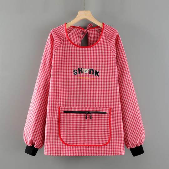 Plus-Size Short Cotton Apron for Women, Breathable, Anti-Stain, Long-Sleeved, Suitable for Home Kitchen Use, Work, and New Style