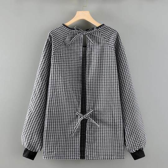 Plus-Size Short Cotton Apron for Women, Breathable, Anti-Stain, Long-Sleeved, Suitable for Home Kitchen Use, Work, and New Style