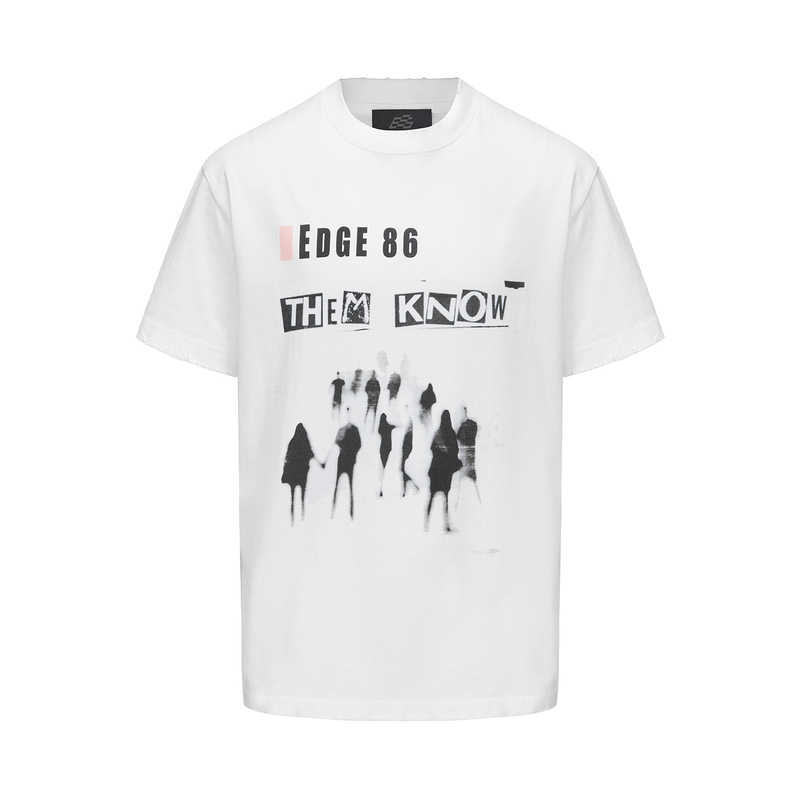 [Same Style as Zhu Zhixin] E86Brand Slogan Portrait Loose Letter Print T-Shirt Unisex Pure Cotton