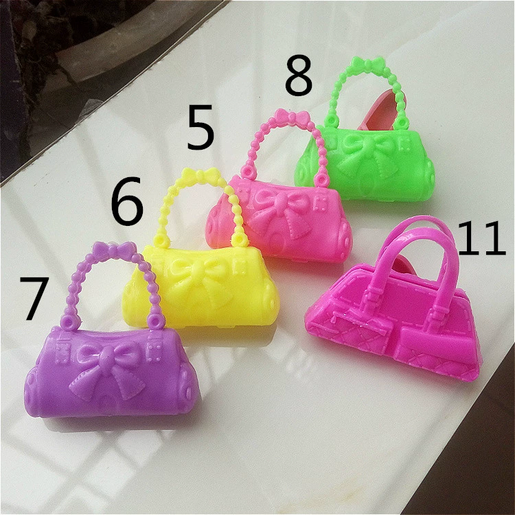 Barbie búp bê phụ kiện túi xách tay túi dệt cao su nhựa màu hồng cô gái đồ chơi barbie phụ kiện búp bê có khớp