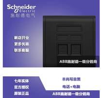 Schneider switch socket panel Feng Shang freehand black two-person telephone computer information socket panel Feng Shang black
