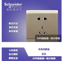 Schneider switch socket panel 86 - type Furnished Champagne Gold Two - three - plug five - hole socket Fenghuang Gold Five - hole