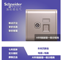 Schneider switch socket panel 86 type Fengshang champagne gold TV computer socket TV network cable socket