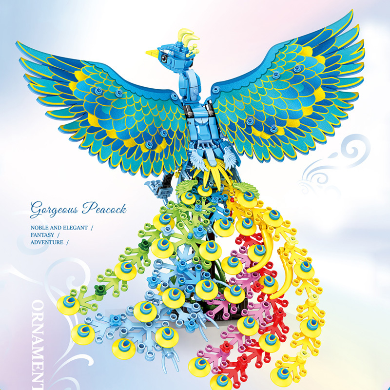 Jiqile's New Product, Colorful Phoenix, Peacock, and Western Dragon Building Blocks, Chinese-Style Educational Toys for Children