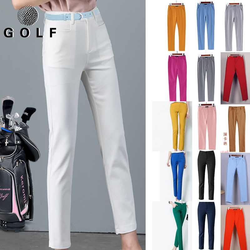 Golf Pants Women's Clothing Elastic Quick-Drying Slim Fit Summer Nine-Point Pants Golf Sports Casual Women's Long Pants