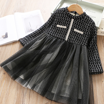 Korean girl dress plus velvet thickened 2020 Winter female baby girl foreign princess skirt imitation mink long sleeve skirt