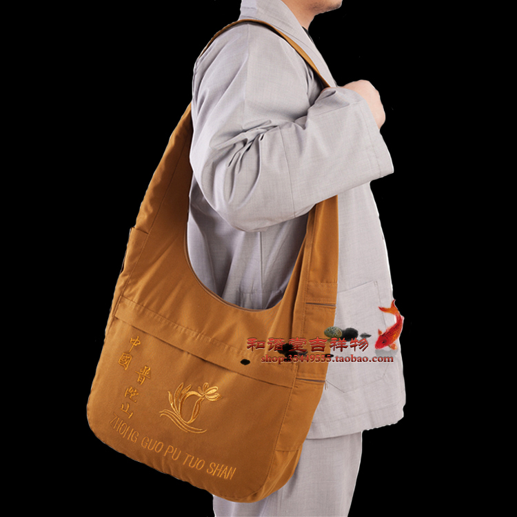 Buddhist cotton canvas Residence Bag Burning Incense Baifo Bag Rohan Bag Monk Bunk Crescent Bag Multifunction Satchel Bag 