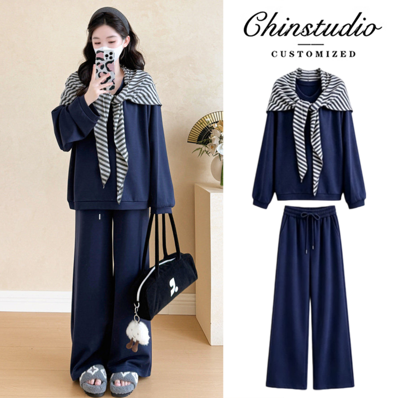 Maternity Wear Autumn and Winter Set, Plus-Size Stylish Shawl Top and Wide-Leg Pants Outfit, 2026 New Model