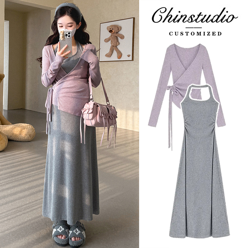 Maternity Wear Autumn and Winter 2026 New Set Spring and Autumn Dress Two-Piece Set Stylish and High-End Outfit Complete Set