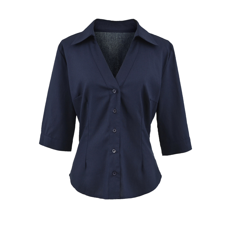 American Style Spicy Girl Slim-Fit V-Neck Three-Quarter Sleeve Shirt for Women, Professional Commuting, Versatile Shirt Top American Style Spicy Girl Slim-Fit V-Neck Three-Quarter Sleeve Shirt for Women, Professional Commuting, Versatile Shirt Top