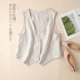 Linen áo khoác ghi lê của phụ nữ mùa hè ngắn mỏng không tay áo ghi lê với áo khoác ghi lê phụ nữ rộng rãi giản dị áo khoác phong cách phương tây - Áo vest