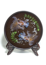 Spot original pure painting 3D resin goldfish painting plate ornaments handicraft living room fortune porch decorations