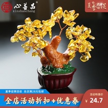 Crystal cash cow Golden yellow trumpet funeral products Sacrificial ornaments meaning fortune cemetery funerary funeral supplies