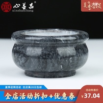Incense burner graveyard worship ornaments Granite incense burner Jade incense bowl Natural stone Blue stone head big stone carving
