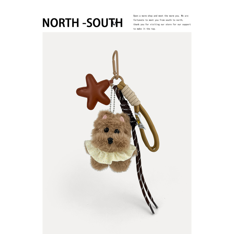 Cute Doodle Puppy Bag Pendant West Highland Backpack Decoration Plush Toy Keychain Creative Gift for Students