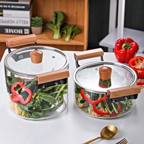 Soup pot household 2022 new thickened high borosilicate heat-resistant glass wooden handle pot can be heated by electric ceramic stove glass